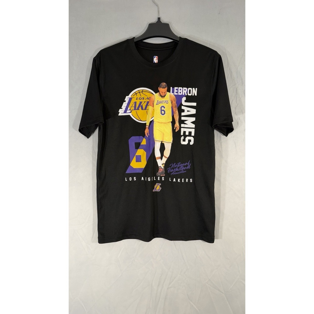 Lebron James Lakers T-Shirt FITS SMALL Double-Sided! Black Purple LeBron Graphic